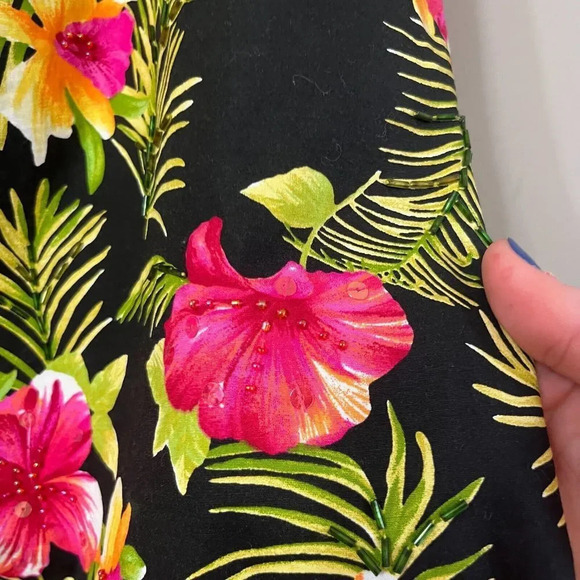 Kelly And Diane Womens Tropical Silk Maxi Skirt 2 Floral Fringe Bottom Resort - Picture 5 of 10